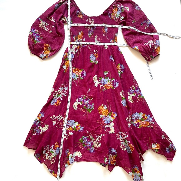 FREE PEOPLE MORNING GLORY BERRY RED SMOCKED MAXI DRESS. NEW IN STORES! NWT SzM - Picture 10 of 10